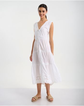 ΦΟΡΕΜΑ ΜΑΚΡΥ ΜΕ ΚΕΝΤΗΜΑΤΑ ΣΤΟ ΤΕΛEIΩΜΑ ONE SIZE (100% COTTON)