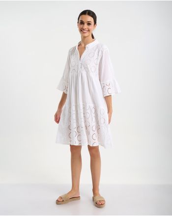 ΦΟΡΕΜΑ ΣΕ ΛΕΥΚΟ ΜΕ ΚΕΝΤΗΜΕΝΕΣ ΛΕΠΤΟΜΕΡΕΙΕΣ ''ΛΟΥΛΟΥΔΙΑ'' ONE SIZE (100% COTTON)