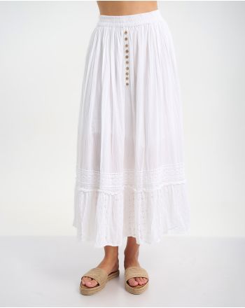 ΦΟΥΣΤΑ ΜΑΚΡΙΑ ΣΕ ΛΕΥΚΟ ΜΕ ΜΠΕΖ ΚΟΥΜΠΙΑ ONE SIZE (100% COTTON)