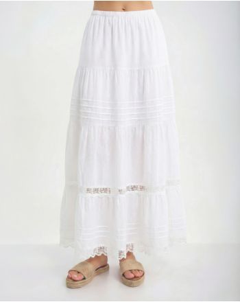 ΦΟΥΣΤΑ ΣΕ ΛΕΥΚΟ ΧΡΩΜΑ ΜΕ ΛΕΠΤΟΜΕΡΕΙΕΣ ΜΕ ΔΑΝΤΕΛΑ ONE SIZE (100% COTTON)