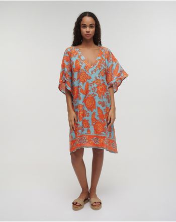 SHORT DRESS/KAFTAN IN BLUE/RED COLOR ONE SIZE (100% COTTON)
