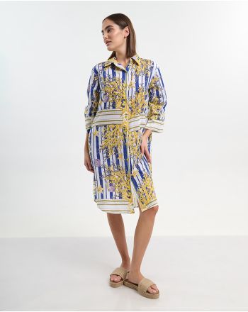 SHIRT WITH 3/4 SLEEVES IN WHITE COLOR  WITH BLUE/GOLD  DETAILS L/XL (100% COTTON)