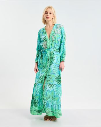 ΜΑΚΡΥ ΦΟΡΕΜΑ ΜΕ 3/4 ΜΑΝΙΚΙ ΣΕ ΠΡΑΣΙΝΟ ΧΡΩΜΑ ONE SIZE ( 100% COTTON)