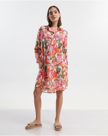 ΠΟΥΚΑΜΙΣΑ /ΦΟΡΕΜΑ ΛΕΥΚΗ ΜΕ ΛΕΠΤΟΜΕΡΕΙΕΣ ΠΡΑΣΙΝΕΣ/ΚΟΚΚΙΝΕΣ S/M ( 100% COTTON)