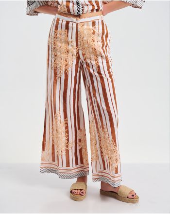 ΠΑΝΤΕΛΟΝΙ ΣΕ  ΛΕΥΚΟ/ΚΑΦΕ ΧΡΩΜΑ ΜΕ ΧΡΥΣΕΣ ΛΕΠΤΟΜΕΡΕΙΕΣ  ONE SIZE ( 100% COTTON)