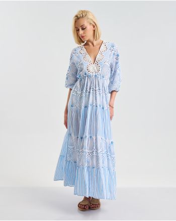  ΜΑΚΡΥ ΦΟΡΕΜΑ 3/4 ΜΑΝΙΚΙ ΣΕ ΛΕΥΚΟ ΧΡΩΜΑ ΜΕ ΣΧΕΔΙΑ ONE SIZE ( 100% COTTON)