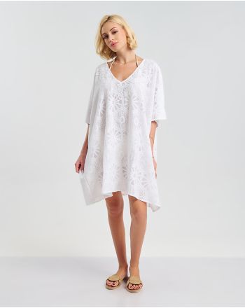 ΚΑΦΤΑΝΙ ΣΕ ΛΕΥΚΟ ΧΡΩΜΑ ΜΕ ΚΕΝΤΗΤΑ ΛΟΥΛΟΥΔΙΑ ONE SIZE  ( 100% COTTON)