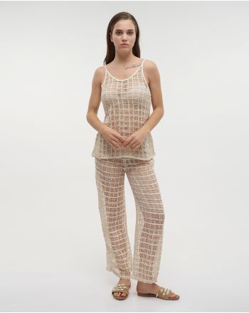 ΝET SLEEVELESS TOP IN ECRU COLOR L/XL (100% COTTON NET)