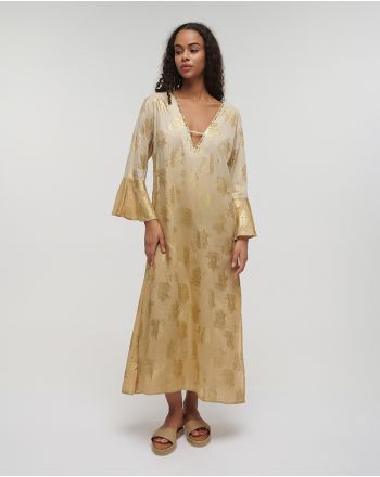 ΚΑΦΤΑΝΙ ΜΑΚΡΥ ΜΠΕΖ ΜΕ ΧΡΥΣΑ ΚΟΡΑΛΙΑ ONE SIZE (100% COTTON)