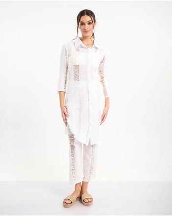 S/2 ΠΟΥΚΑΜΙΣΟ ΚΑΙ ΠΑΝΤΕΛΟΝΙ ΛΕΥΚΟ ONE SIZE (100% COTTON)