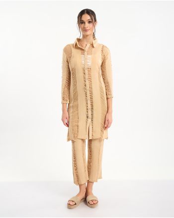 S/2 ΠΟΥΚΑΜΙΣΟ ΚΑΙ ΠΑΝΤΕΛΟΝΙ ΜΠΕΖ ONE SIZE (100% COTTON)