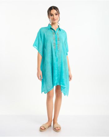 ΠΟΥΚΑΜΙΣΑ/ΚΑΦΤΑΝΙ ΤΙΡΚΟΥΑΖ ΜΕ ΑΣΗΜΙ/ΧΡΥΣΕΣ ΛΕΠΤΟΜΕΡΕΙΕΣ ONE SIZE (100% COTTON)