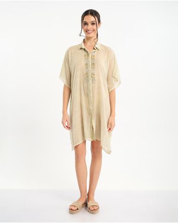 ΠΟΥΚΑΜΙΣΑ/ΚΑΦΤΑΝΙ ΜΠΕΖ ΜΕ ΑΣΗΜΙ/ΧΡΥΣΕΣ ΛΕΠΤΟΜΕΡΕΙΕΣ ONE SIZE (100% COTTON)