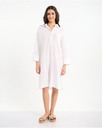 ΠΟΥΚΑΜΙΣΑ ΜΑΚΡΙΑ ΛΕΥΚH ΜΕ LUREX ΚΑΙ ΚΕΝΤΗΜΑ ΣΤΗ ΠΛΑΤΗ ONE SIZE (100% COTTON)