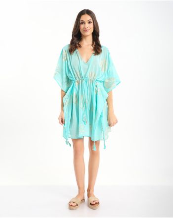 ΚΑΦΤΑΝΙ ΤΙΡΚΟΥΑΖ ΜΕ ΧΡΥΣΑ ΚΟΡΑΛΙΑ ONE SIZE (100% COTTON)