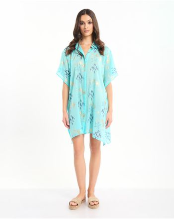 ΠΟΥΚΑΜΙΣΑ/ΚΑΦΤΑΝΙ ΤΙΡΚΟΥΑΖ ΜΕ ΨΑΡΙΑ, ΦΟΙΝΙΚΕΣ ΚΑΙ ΑΣΤΕΡΙΕΣ ONE SIZE (100% COTTON)