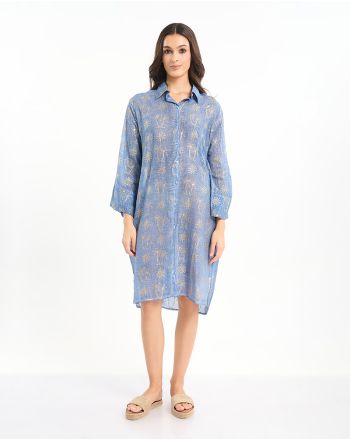 ΚΑΦΤΑΝΙ/ΠΟΥΚΑΜΙΣΑ ΣΕ ΜΠΛΕ ΜΕ ΧΡΥΣΕΣ ΛΕΠΤΟΜΕΡΕΙΕΣ ONE SIZE (100% COTTON)