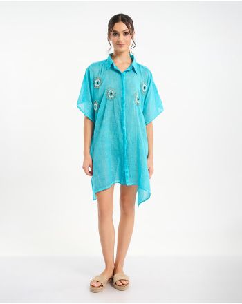 ΚΑΦΤΑΝΙ ΣΕ ΓΑΛΑΖΙΟ ΧΡΩΜΑ ΜΕ ΣΧΕΔΙΟ 'ΜΑΤΙ' ONE SIZE (100% COTTON)