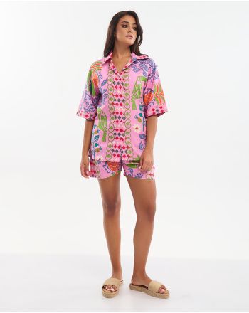 ΠΟΥΚΑΜΙΣΟ ΡΟΖ ΜΕ ΠΑΠΑΓΑΛΟΥΣ ONE SIZE ( 100% COTTON)