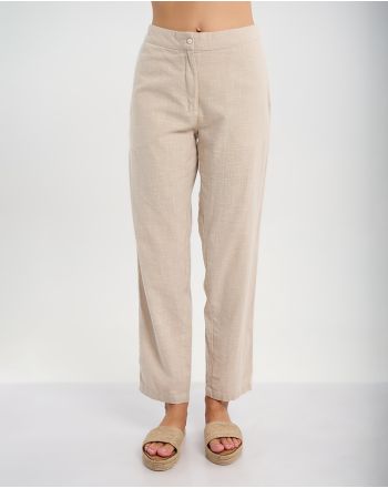 ΠΑΝΤΕΛΟΝΙ ΜΠΕΖ ΜΕ ΕΚΡΟΥ ΡΙΓΑ ΣΤΟ ΠΛΑΙ S/M (100% COTTON LINO)