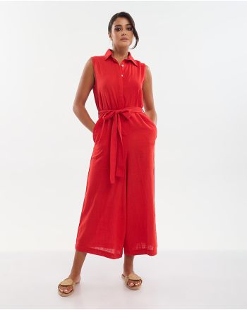 ΟΛΟΣΩΜΗ ΦΟΡΜΑ ΑΜΑΝΙΚΗ ΜΕ ΖΩΝΗ ΚΟΚΚΙΝΗ S/M (100% COTTON SLUB)