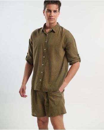 ΠΟΥΚΑΜΙΣΟ ΑΝΔΡΙΚΟ ΜΕ 3/4 ΜΑΝΙΚΙ XAKI M/L (100% COTTON SLUB)