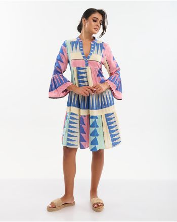 ΦΟΡΕΜΑ ΚΟΝΤΟ ΜΕ 3/4 ΜΑΝΙΚΙ ΣΕ ΡΟΖ /ΜΠΛΕ/ ΜΠΕΖ ONE SIZE (100% COTTON)