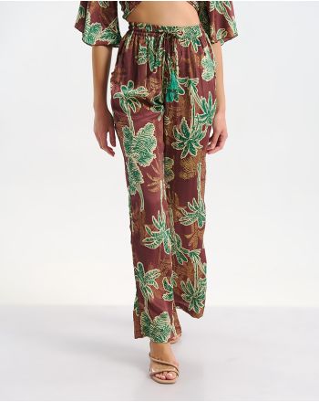 ΠΑΝΤΕΛΟΝΑ ΜΕ ΤΣΕΠΕΣ ΚΑΦΕ/ΠΡΑΣΙΝΟ ΦΟΙΝΙΚΕΣ S/M  (60% SILK 40% POLYESTER)