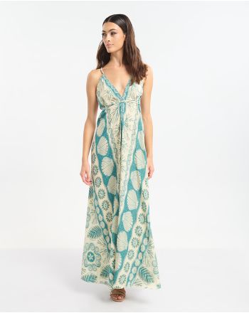 ΦΟΡΕΜΑ ΜΑΚΡΥ ΕΞΩΠΛΑΤΟ ΤΥΡΚΟΥΑΖ/ΕΚΡΟΎ ΜΕ ΧΡΥΣΕΣ ΛΕΠΤΟΜΕΡΕΙΕΣ ΚΑΙ ΚΟΧΥΛΙΑ ONE SIZE (60% SILK 40% POLYESTER)