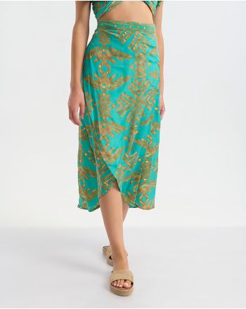 ΦΟΥΣΤΑ ΜΑΚΡΙΑ ΤΥΡΚΟΥΑΖ/ΠΡΑΣΙΝΟ ΜΕ ΧΡΥΣΕΣ ΛΕΠΤΟΜΕΡΕΙΕΣ ONE SIZE (60% SILK 40% POLYESTER)