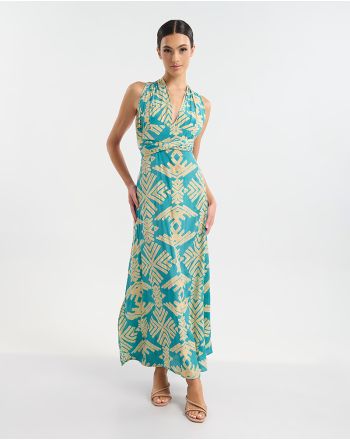 ΦΟΡΕΜΑ ΜΑΚΡΥ ΠΟΛΥΜΟΡΦΙΚΟ ΤΥΡΚΟΥΑΖ/ ΧΡΥΣΟ ΜΕ PATTERN ONE SIZE (60% SILK 40% POLYESTER)