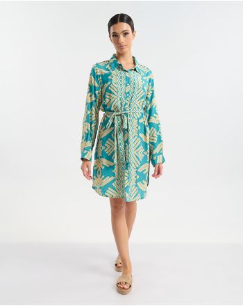 ΠΟΥΚΑΜΙΣΑ ΜΕ ΖΩΝΑΚΙ ΤΥΡΚΟΥΑΖ/ ΧΡΥΣΟ ΜΕ PATTERN M/L (60% SILK 40% POLYESTER)