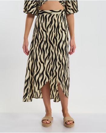 ΜΑΚΡΙΑ ΦΟΥΣΤΑ ΕΚΡΟΥ/ΜΑΥΡΟ ΜΕ ΖΕΒΡΕ ΛΕΠΤΟΜΕΡΕΙΕΣ ONE SIZE  (60% SILK 40% POLYESTER)