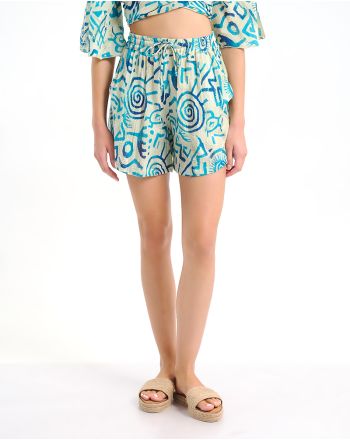 ΣΟΡΤΣΑΚΙ ΛΕΥΚΟ ΜΕ ΜΠΛΕ/ ΤΙΡΚΟΥΑΖ ΣΧΕΔΙΑ ONE SIZE  (100% COTTON)