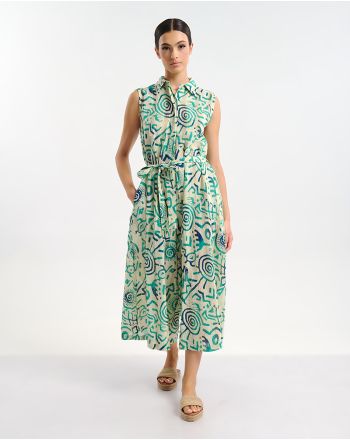 ΟΛΟΣΩΜΗ ΦΟΡΜΑ ΜΑΚΡΙΑ ΛΕΥΚΟ ΜΕ ΠΡΑΣΙΝΑ/ ΤΙΡΚΟΥΑΖ ΣΧΕΔΙΑ ONE SIZE  (100% COTTON)