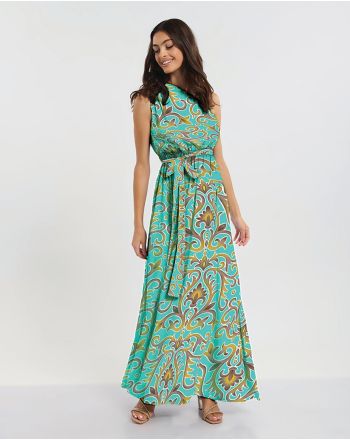 ΦΟΡΕΜΑ ΜΑΚΡΥ ΜΕ 1 ΩΜΟ ΤΙΡΚΟΥΑΖ ΜΕ ΧΡΥΣΑ ΣΧΕΔΙΑ ONE SIZE  (60% SILK 40% POLYESTER)