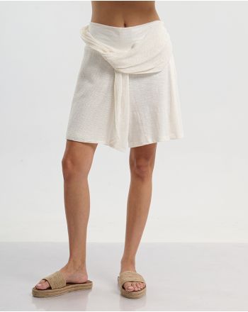 ΣΟΡΤΣ ΛΕΥΚΟ ΜΕ ΕΝΣΩΜΑΤΟΜΕΝΗ ΖΩΝΗ  ONE SIZE ( 100% COTTON)