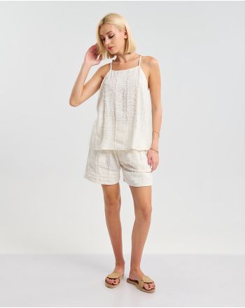 ΤΟΠ ΜΕ ΤΙΡΑΝΤΕΣ ΛΕΥΚΌ ONE SIZE ( 100% COTTON )