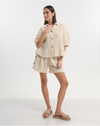 ΚΟΝΤΟΜΑΝΙΚΟ ΠΟΥΚΑΜΙΣΟ ΕΚΡΟΥ ONE SIZE ( 100% COTTON)