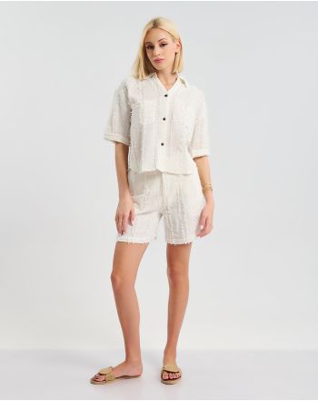 ΚΟΝΤΟ ΠΟΥΚΑΜΙΣΟ ΜΕ 3/4 ΜΑΝΙΚΙ ΣΕ ΛΕΥΚΟ ΧΡΩΜΑ ONE SIZE ( 100% COTTON)