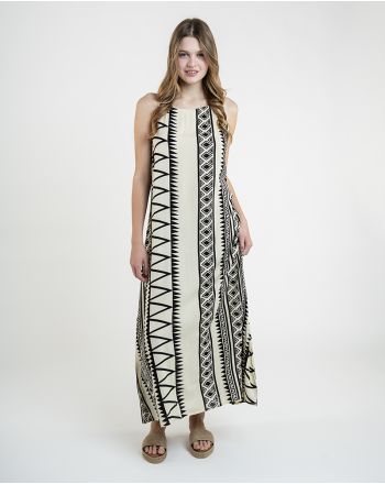 ΦΟΡΕΜΑ ΜΑΚΡΥ ΣΕ ΕΚΡΟΥ ΧΡΩΜΑ ΜΕ ΣΧΕΔΙΑ ONE SIZE  (100% RAYON)