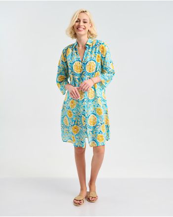 KAFTAN TURQUOISE WITH YELLOW 