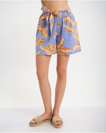 ΣΟΡΤΣΑΚΙ ΜΕ ΖΩΝΗ ΣΕ ΜΠΛΕ ΧΡΩΜΑ ΜΕ ΜΠΕΖ ''ΦΥΛΛΑ'' ONE SIZE ( 100% COTTON)