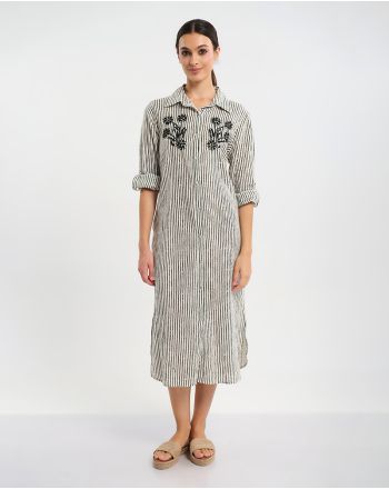 ΦΟΡΕΜΑ/ΠΟΥΚΑΜΙΣΑ ΣΕ ΛΕΥΚΌ ΜΕ ΜΑΥΡΕΣ ΡΙΓΕΣ ONE SIZE ( 100% COTTON)