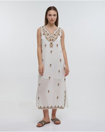 ΦΟΡΕΜΑ ΜΑΚΡΥ ΑΜΑΝΙΚΟ ΛΕΥΚΟ/ΧΡΥΣΟ (100% COTTON)