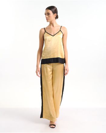 S/2 ΤΟΠ ΑΜΑΝΙΚΟ ΚΑΙ ΠΑΝΤΕΛΟΝΑ ΜΑΥΡΟ/ΧΡΥΣΟ ONE SIZE (100% RAYON)