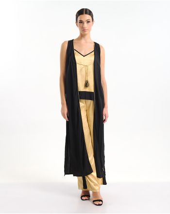 ΚΙΜΟΝΟ ΜΑΚΡΥ ΑΜΑΝΙΚΟ ΜΑΥΡΟ/ΧΡΥΣΟ ONE SIZE (100% RAYON)