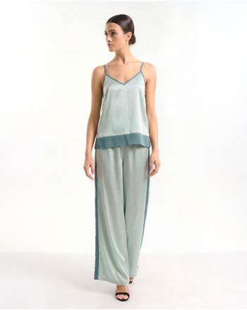 S/2 SLEEVELESS TOP AND PANTS BLUE/SILVER ONE SIZE (100% RAYON)