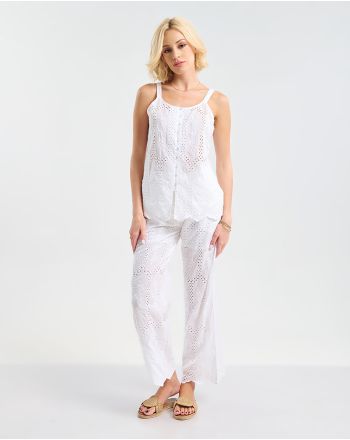 S/2 ΤΟΠ ΑΜΑΝΙΚΟ ΚΑΙ ΠΑΝΤΕΛΟΝΙ ΛΕΥΚΟ ΜΕ ΚΕΝΤΗΤΕΣ ΛΕΠΤΟΜΕΡΕΙΕΣ ONE SIZE (100% COTTON)