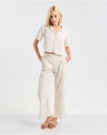 S/2 ΤΟΠ ΜΕ ΚΟΝΤΟ ΜΑΝΙΚΙ ΚΑΙ ΠΑΝΤΕΛΟΝΙ ΕΚΡΟΥ ΜΕ ΚΕΝΤΗΤΕΣ ΛΕΠΤΟΜΕΡΕΙΕΣ ONE SIZE (100% VISCOSE)